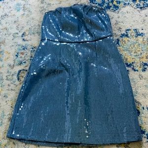 NWT strapless Urban Outfitters blue sparkly semi formal dress